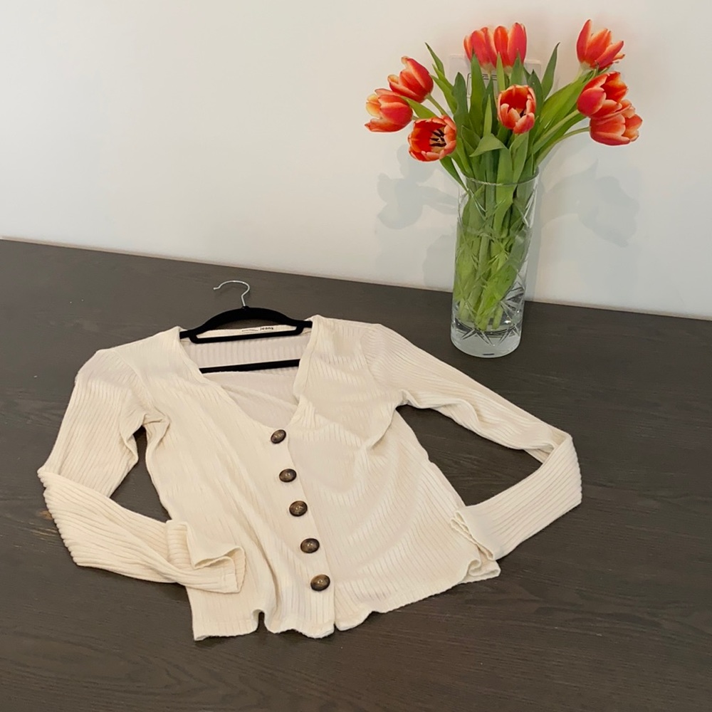 White reformation button down blouse